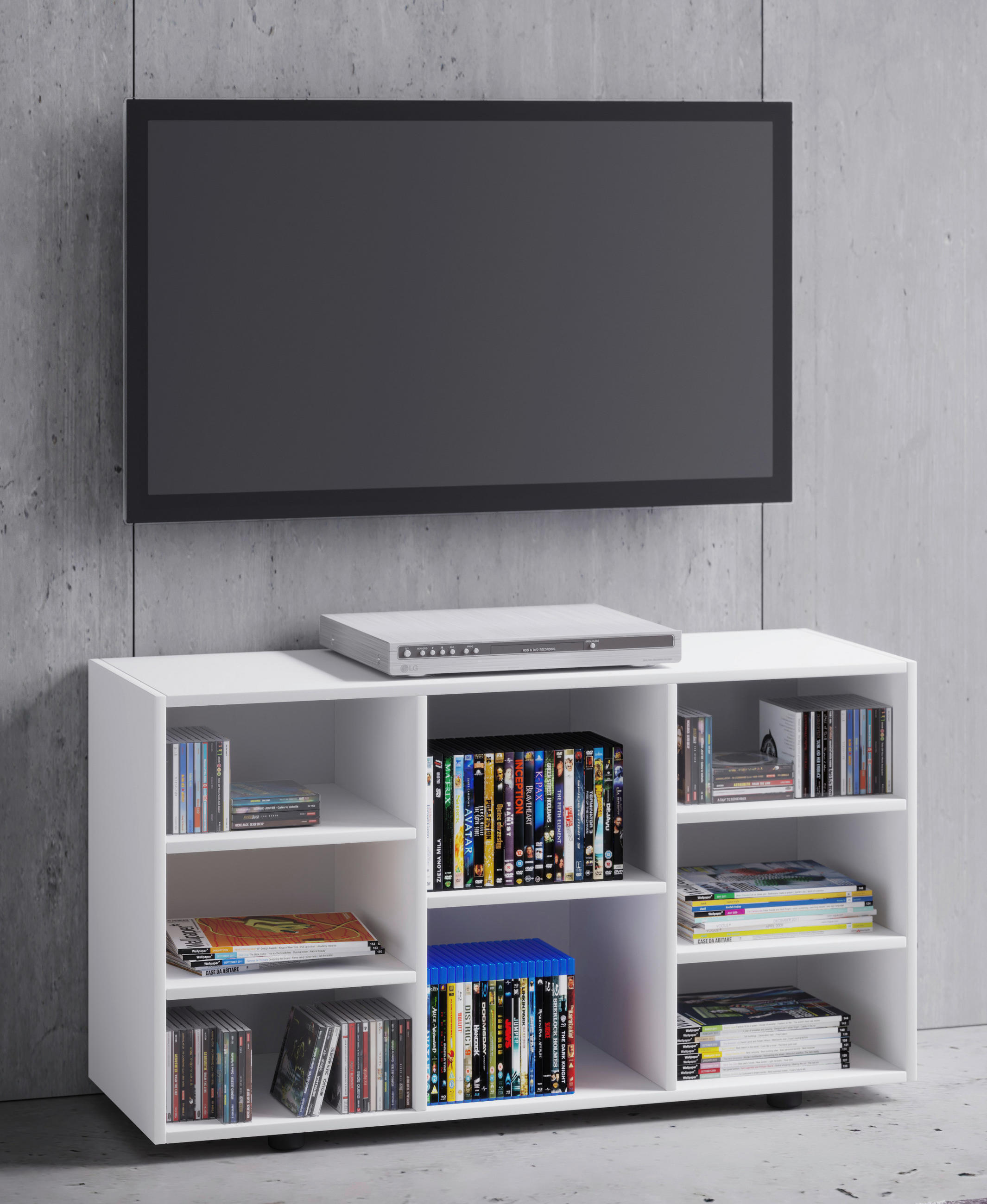 TV-BÄNK 114/60/40 cm - vit/svart, Modern, trämaterial/plast (114/60/40cm) - MID.YOU