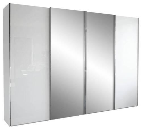 SCHWEBETÜRENSCHRANK in Weiss  - Chromfarben/Weiss, Konventionell, Glas/Holzwerkstoff (300/217/67cm) - Dieter Knoll