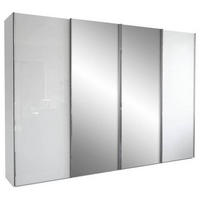 SCHWEBETÜRENSCHRANK in Weiss  - Chromfarben/Weiss, Konventionell, Glas/Holzwerkstoff (300/236/67cm) - Dieter Knoll