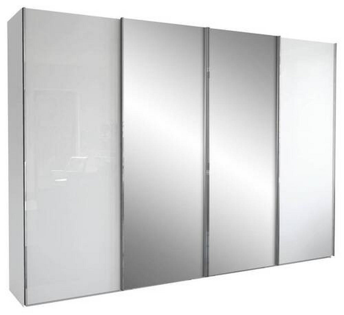 SCHWEBETÜRENSCHRANK in Weiss  - Chromfarben/Weiss, Konventionell, Glas/Holzwerkstoff (300/236/67cm) - Dieter Knoll