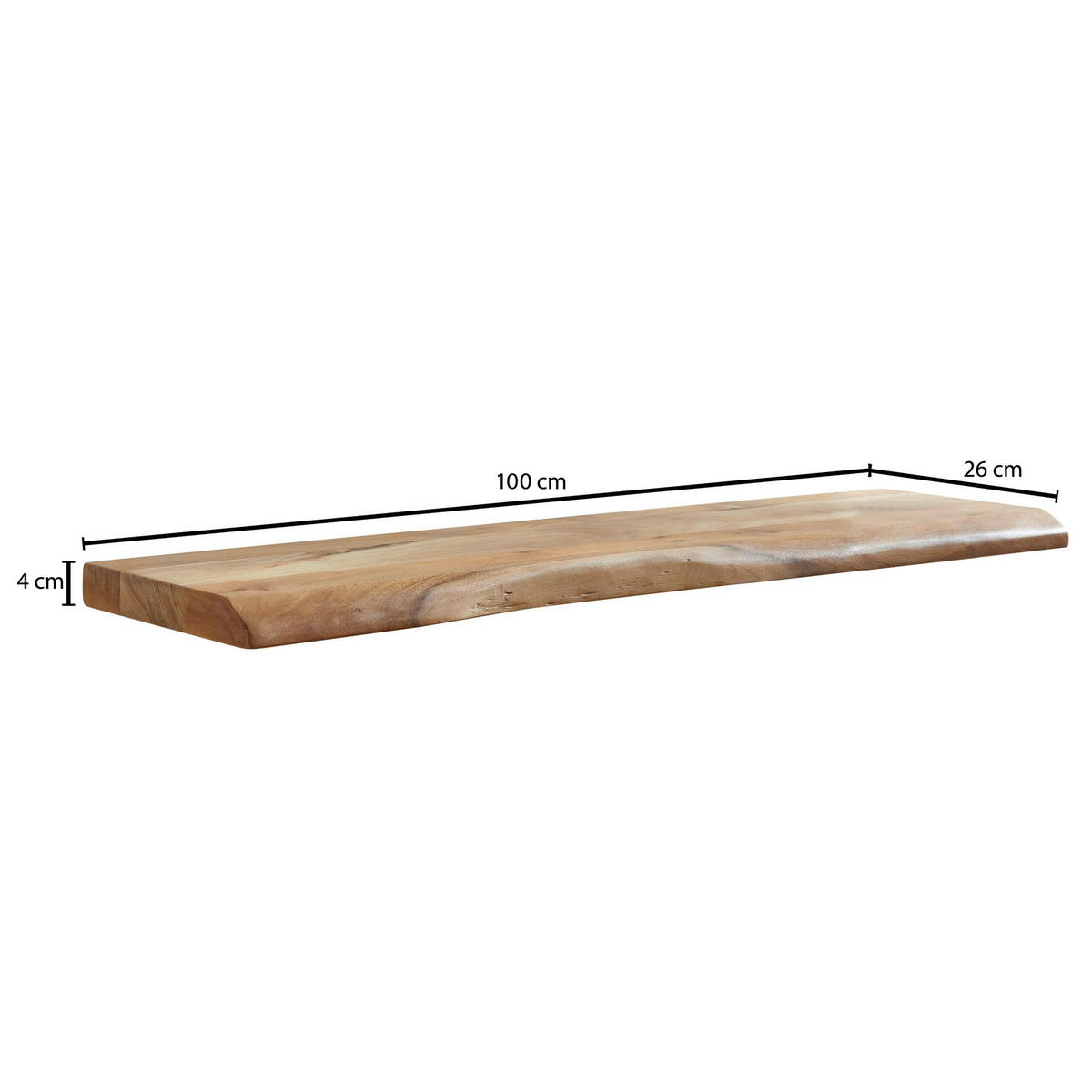 NÁSTENNÝ REGÁL, farba akácie - farba akácie, Modern, drevo (100/4/26cm) - MID.YOU