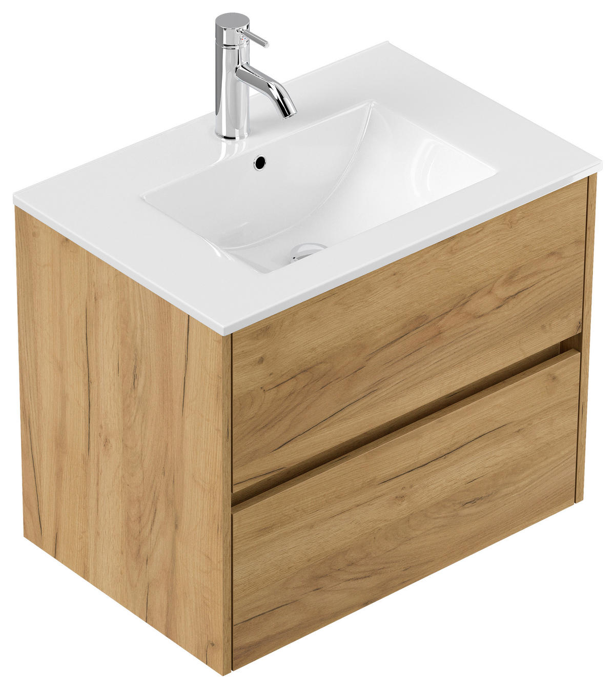 WASCHTISCHKOMBI 70 cm  - Eichefarben/Weiß, MODERN, Keramik/Holzwerkstoff (70cm) - MID.YOU