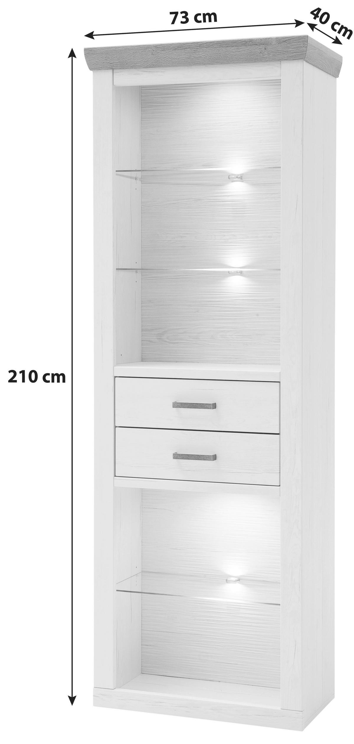 REGAL  73/210/40 cm Eichefarben, Pinienfarben  - Eichefarben/Pinienfarben, Lifestyle, Glas/Holzwerkstoff (73/210/40cm) - Livetastic