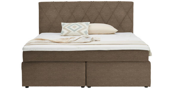 BOXSPRINGBETT 180/200 cm in Hellbraun - Hellbraun/Schwarz, Design, Kunststoff/Textil (180/200cm) - Xora