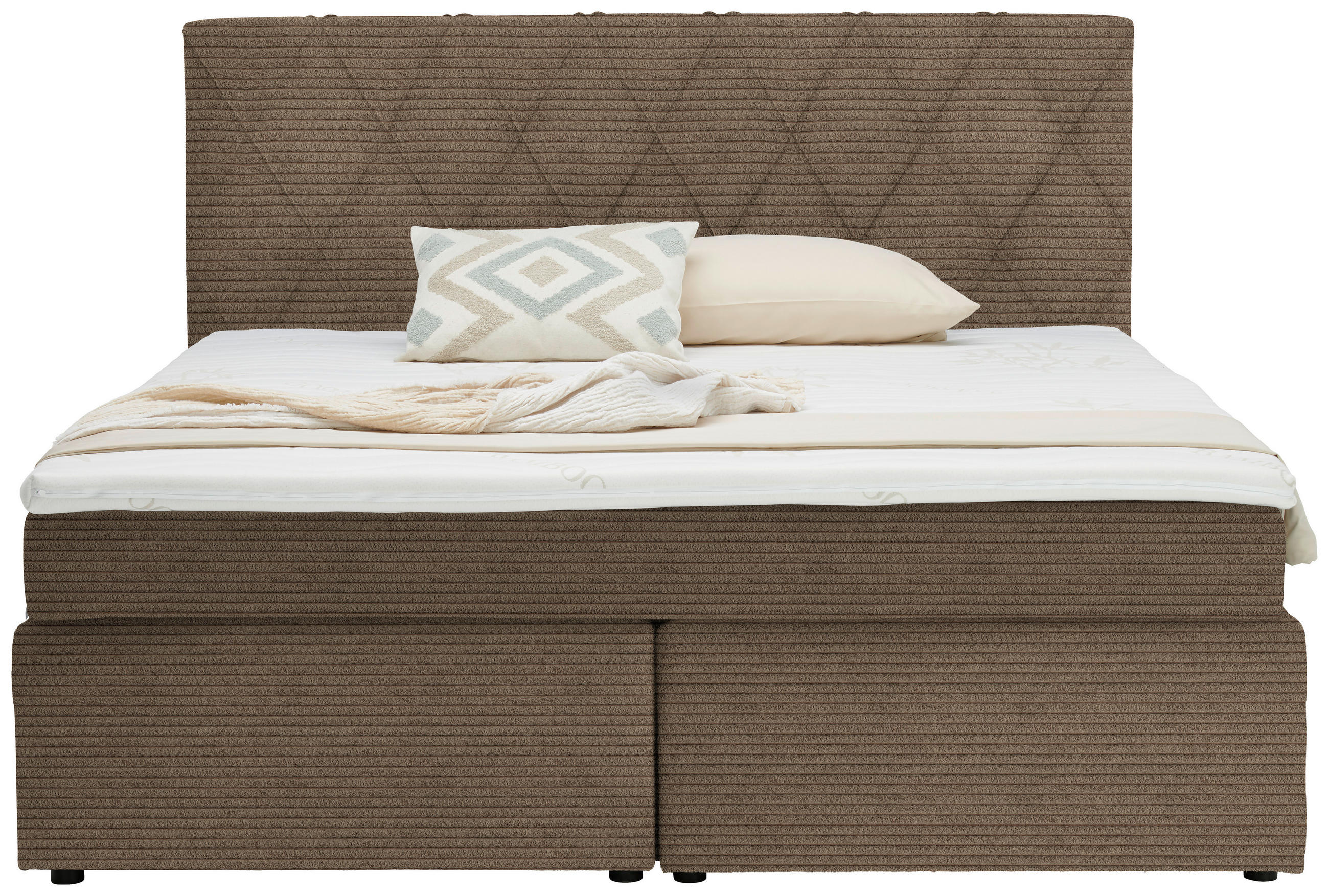 BOXSPRINGBETT 180/200 cm  in Hellbraun  - Hellbraun/Schwarz, Design, Kunststoff/Textil (180/200cm) - Xora