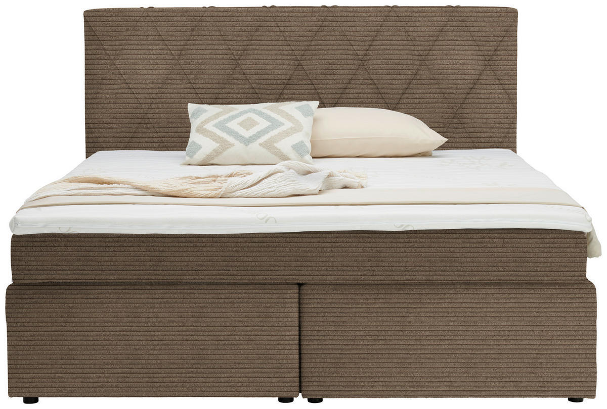 BOXSPRINGBETT 180/200 cm  in Hellbraun  - Hellbraun/Schwarz, Design, Kunststoff/Textil (180/200cm) - Xora