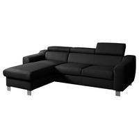 ECKSOFA in Lederlook Echtleder Schwarz  - Chromfarben/Schwarz, Design, Leder/Textil (176/242cm) - Livetastic