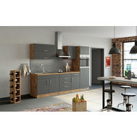 KÜCHENBLOCK 270 cm   in Anthrazit, Eiche Wotan  - Chromfarben/Anthrazit, MODERN, Holzwerkstoff/Metall (270cm) - Held