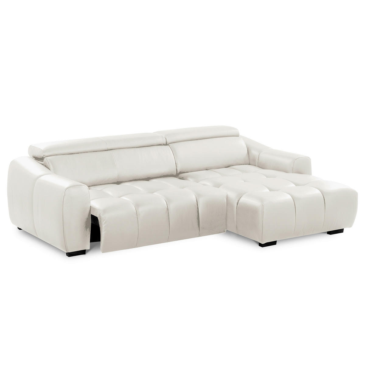 ECKSOFA  Echtleder Weiss  - Weiss/Schwarz, Design, Leder/Kunststoff (274/177cm) - Livetastic