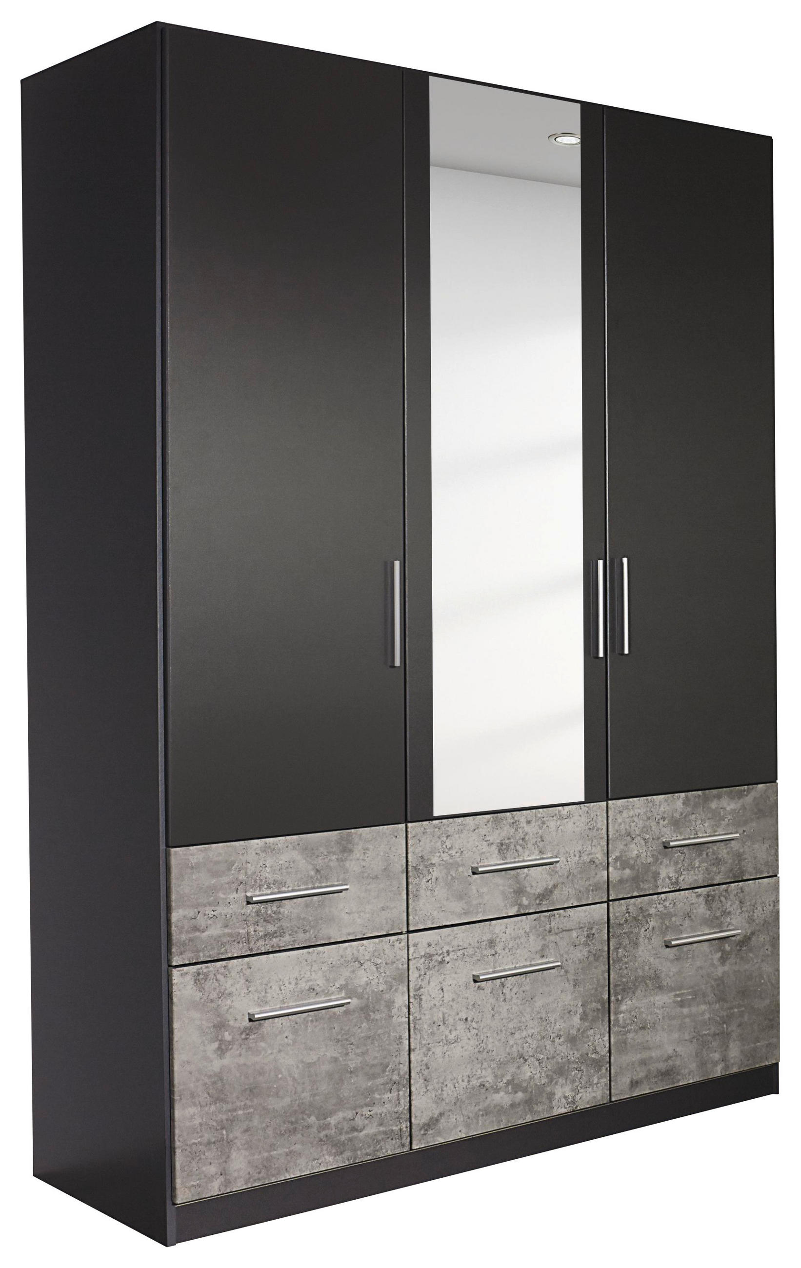 DREHTÜRENSCHRANK 3-türig Grau, Graphitfarben  - Alufarben/Graphitfarben, Basics, Holzwerkstoff/Kunststoff (136/197/54cm) - Xora