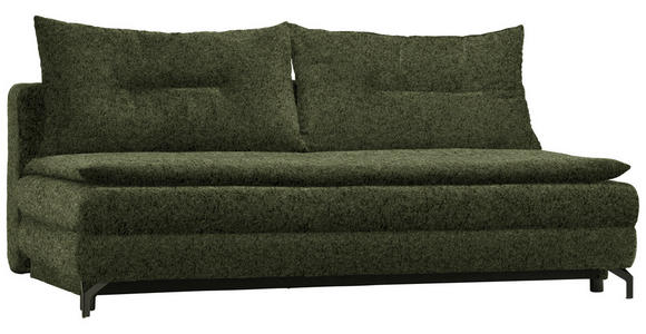 SCHLAFSOFA in Chenille, Plüsch Olivgrün - Schwarz/Olivgrün, MODERN, Textil/Metall (208/73/92/102cm) - Novel