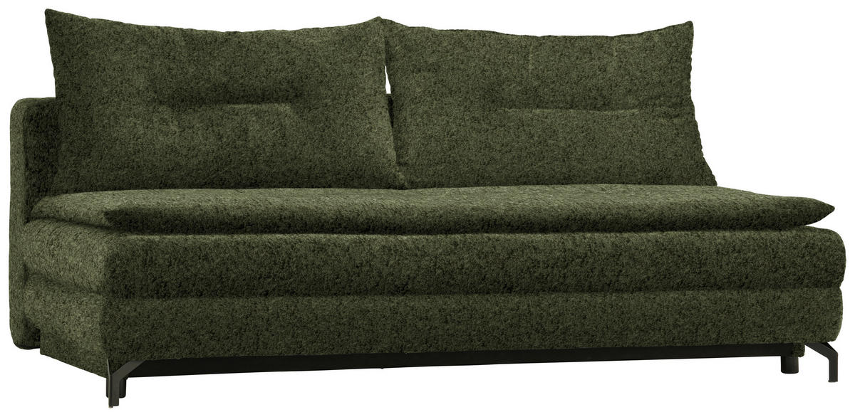 KANAPÉÁGY olívazöld  - olívazöld/fekete, Modern, textil/fém (208/73/92/102cm) - Novel