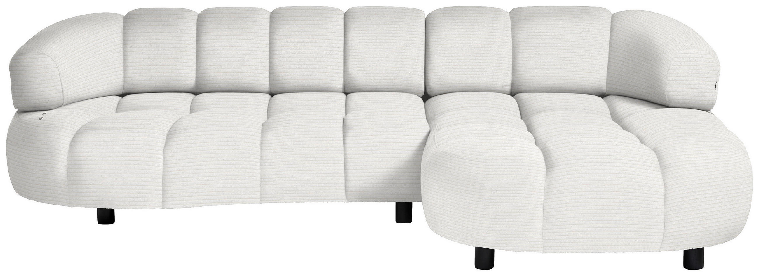 ECKSOFA in Cord, Velours Weiß  284/183 cm  - Schwarz/Weiß, Design, Holz/Textil (284/183cm) - Welnova