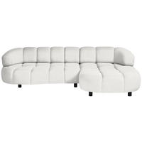 ECKSOFA in Cord, Velours Weiß  284/183 cm  - Schwarz/Weiß, Design, Holz/Textil (284/183cm) - Welnova