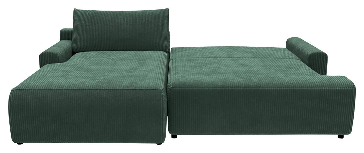 ECKSCHLAFSOFA in Cord Dunkelgrün  - Dunkelgrün/Schwarz, Modern, Kunststoff/Textil (167/253cm) - Trendmanufaktur