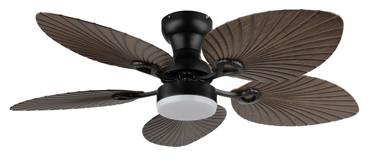 Ventilator mit Beleuchtung ELISE 107/28,5 cm   - Opal/Schwarz, KONVENTIONELL, Kunststoff/Metall (107/28,5cm) - Globo