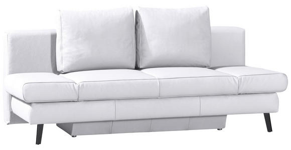 SCHLAFSOFA Weiß Echtleder - Schwarz/Weiß, Design, Leder/Metall (200/85/90cm) - Novel
