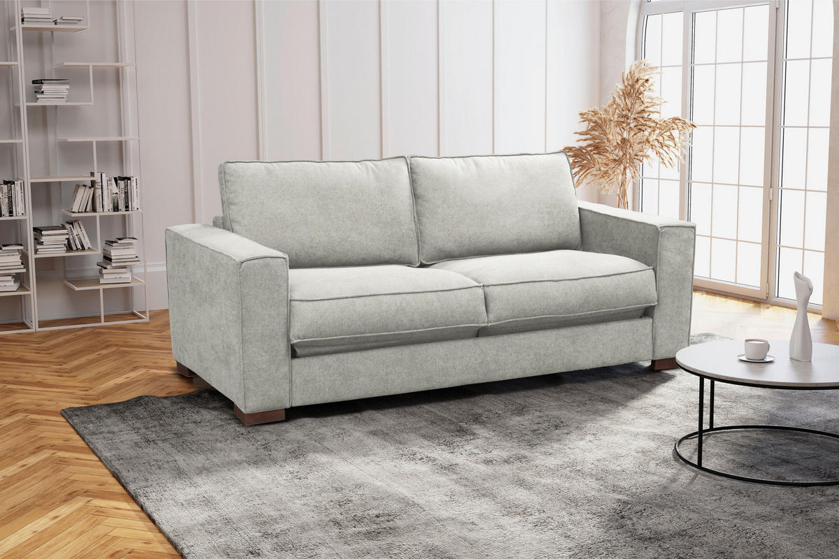 SCHLAFSOFA in Webstoff Hellgrau  - Dunkelbraun/Hellgrau, Design, Holz/Textil (203/85/99cm) - MID.YOU