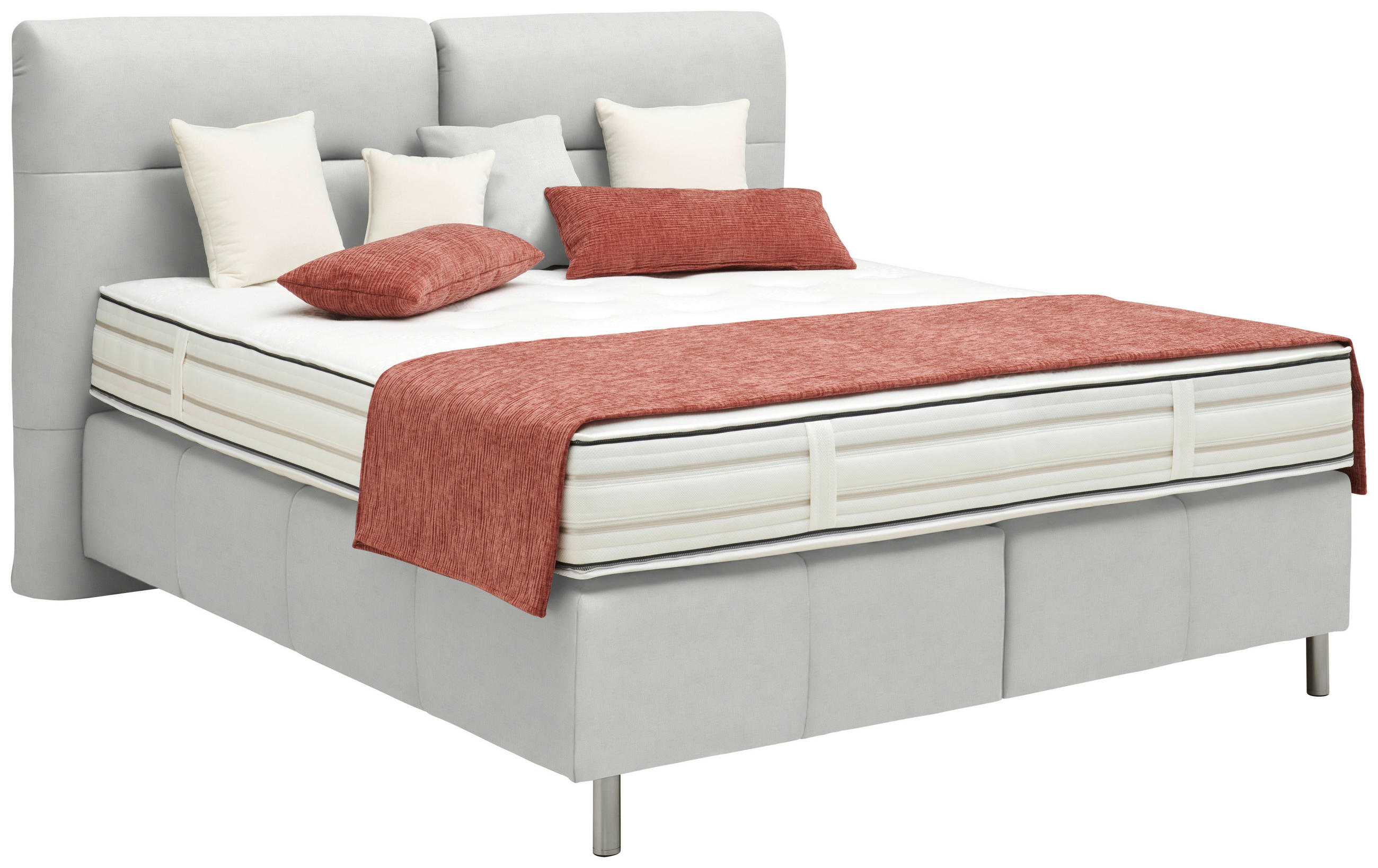 BOXSPRINGBETT 160/200 cm  in Weiß  - Alufarben/Weiß, KONVENTIONELL, Textil/Metall (160/200cm) - Dieter Knoll