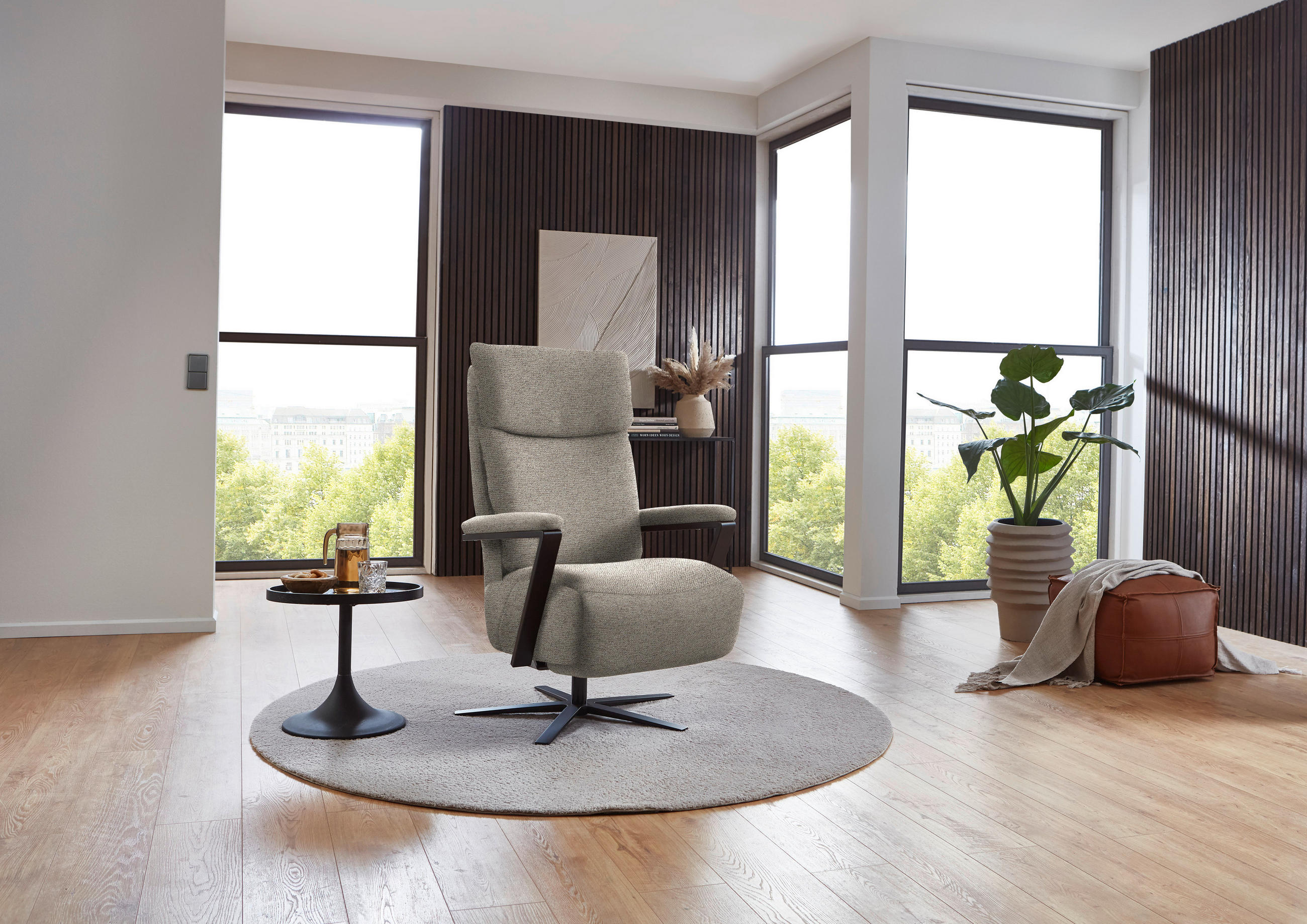 RELAXSESSEL in Textil Beige  - Beige/Schwarz, Design, Textil/Metall (68/117/85cm) - Cantus