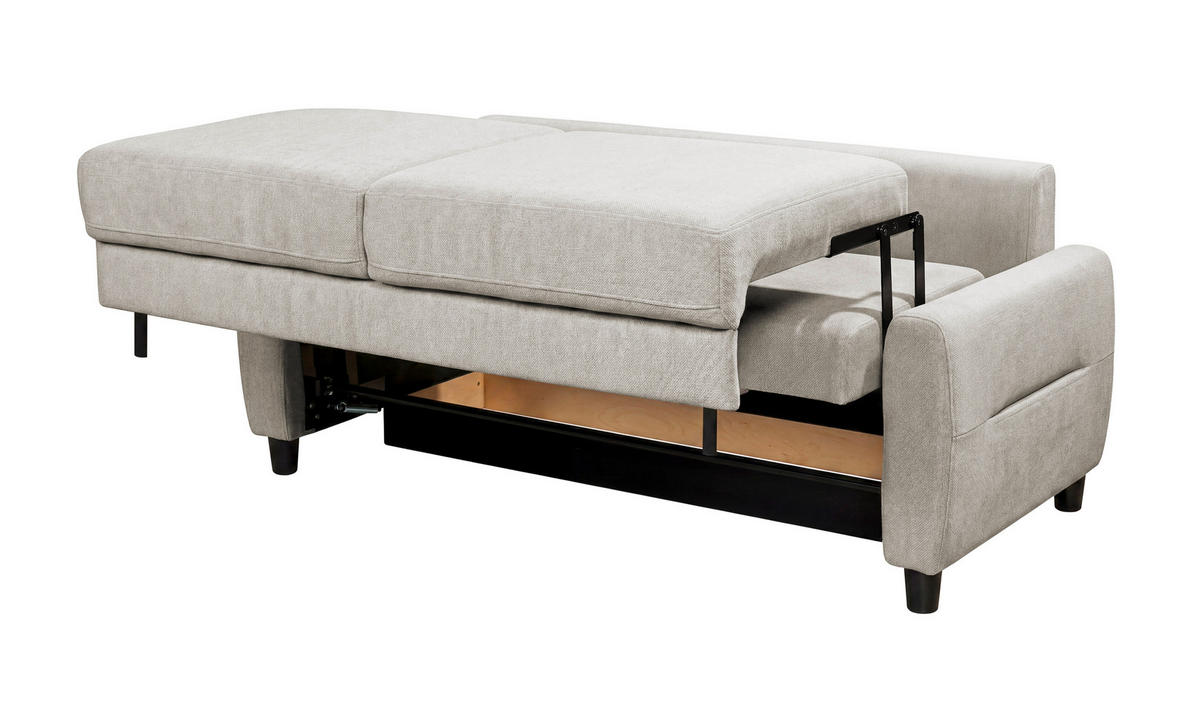 SCHLAFSOFA Webstoff Perlmutt  - Perlmutt/Schwarz, Modern, Holz/Textil (192/83/99cm) - MID.YOU