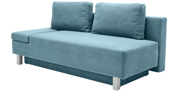 SCHLAFSOFA Flachgewebe Blau - Chromfarben/Blau, Design, Holz/Textil (205/77-93/99cm) - Novel