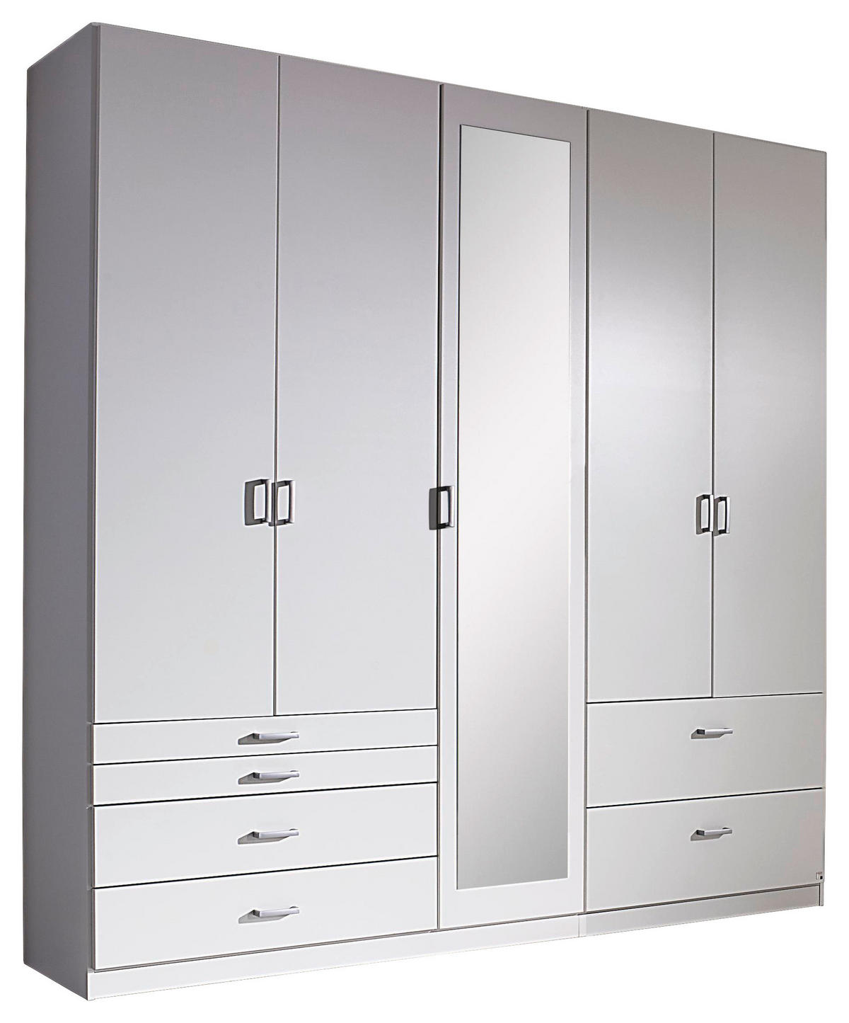 OMARA S KLASIČNIMI VRATI, bela  - bela/barve aluminija, Basics, umetna masa/steklo (226/229/54cm) - Xora