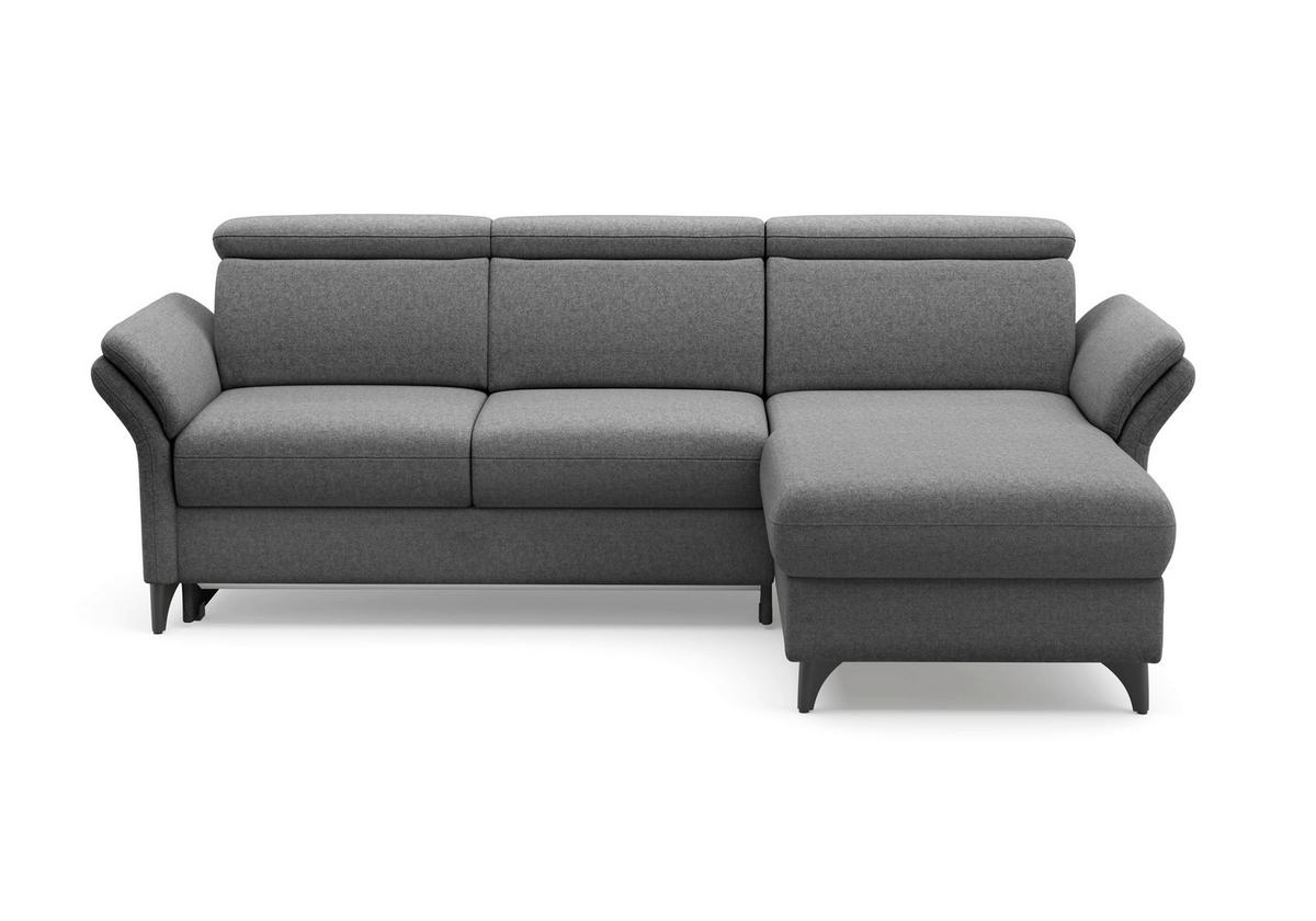 ECKSOFA Flachgewebe Dunkelgrau  - Dunkelgrau/Schwarz, Konventionell, Textil/Metall (253/166cm) - Sit & More