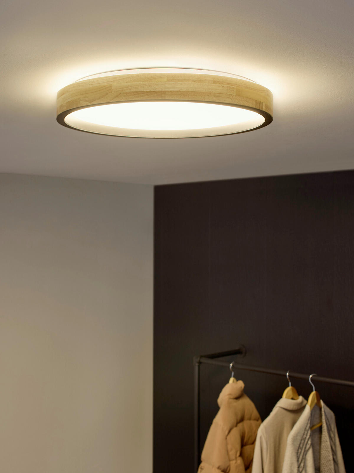 LED-DECKENLEUCHTE 51/8,5 cm  - Schwarz/Naturfarben, Natur, Holz/Kunststoff (51/8,5cm)