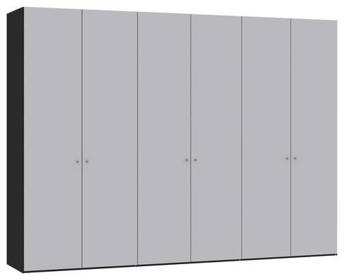 DREHTÜRENSCHRANK 303/220/59 cm 6-türig Schwarz, Hellgrau  - Silberfarben/Hellgrau, Design, Glas/Holzwerkstoff (303/220/59cm) - Jutzler