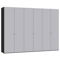 DREHTÜRENSCHRANK 303/220/59 cm 6-türig Schwarz, Hellgrau  - Silberfarben/Hellgrau, Design, Glas/Holzwerkstoff (303/220/59cm) - Jutzler
