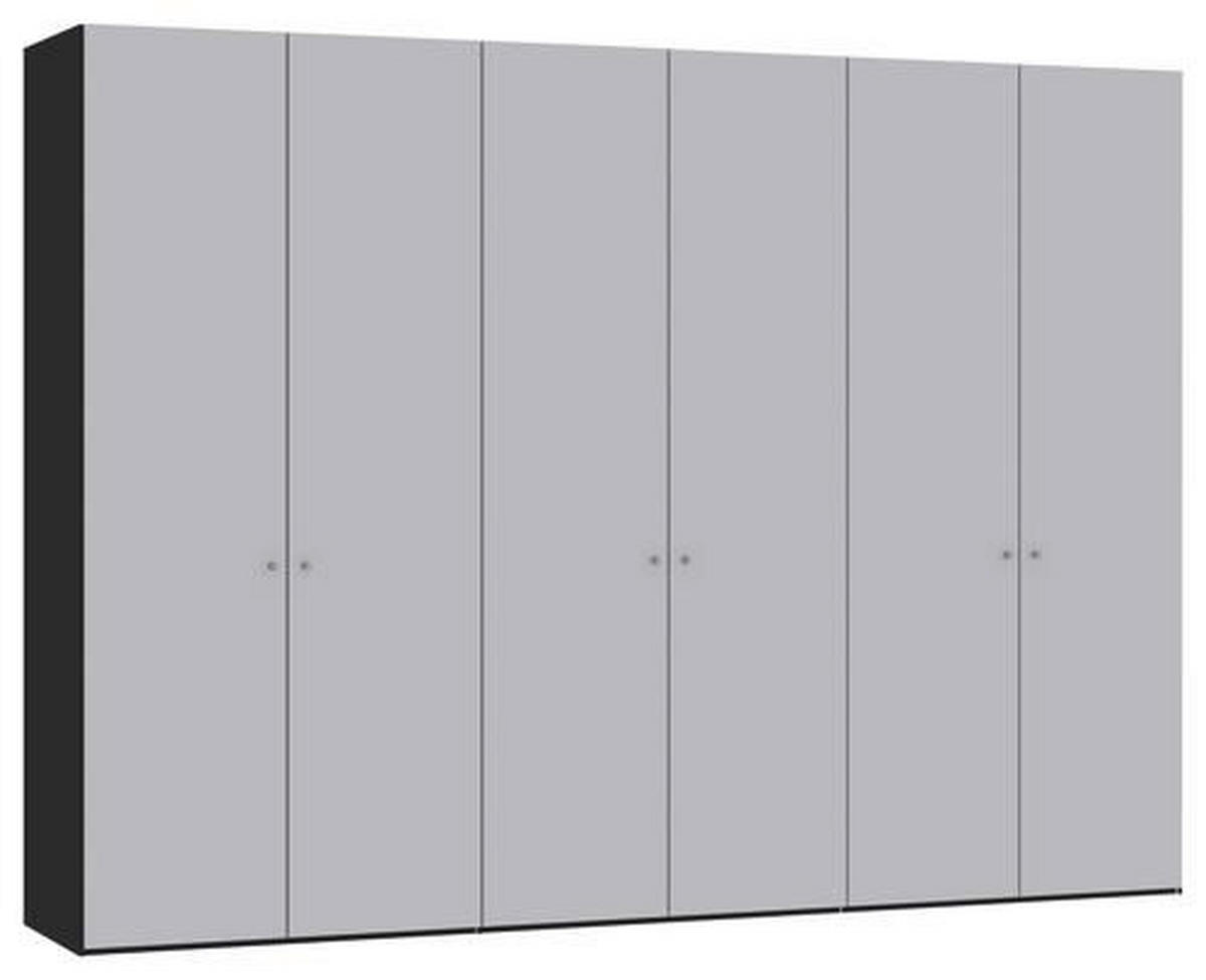 DREHTÜRENSCHRANK 303/220/59 cm 6-türig Schwarz, Hellgrau  - Silberfarben/Hellgrau, Design, Glas/Holzwerkstoff (303/220/59cm) - Jutzler