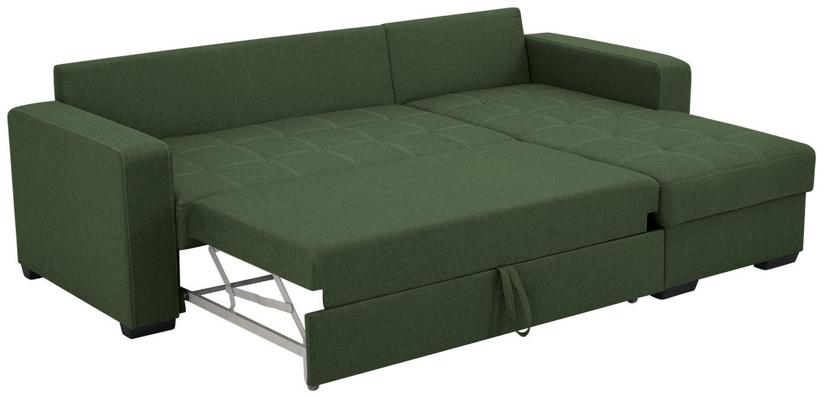 HÖRNBÄDDSOFFA i mikrofiber grön  - grön/svart, Design, textil/plast (240/160cm) - Livetastic