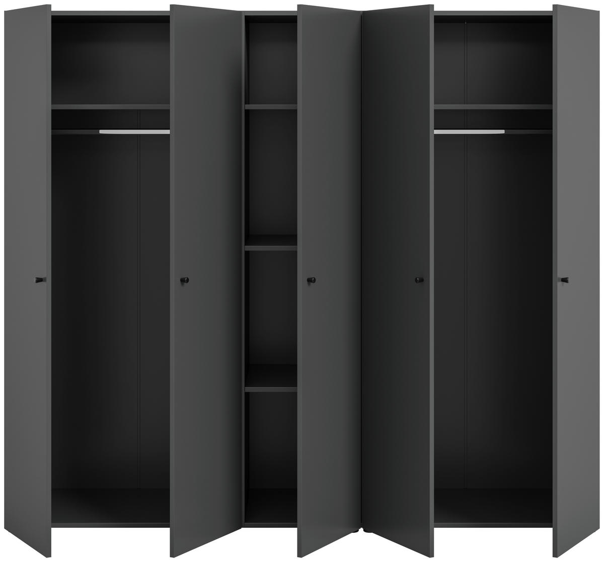 DREHTÜRENSCHRANK 200/176/51 cm,  in Anthrazit, 5-türig  - Anthrazit/Schwarz, MODERN, Holzwerkstoff/Kunststoff (200/176/51cm) - MID.YOU