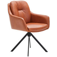 ARMLEHNSTUHL  in Eisen Echtleder pigmentiert  - Cognac/Schwarz, Design, Leder/Metall (62/90/65cm) - Waldwelt