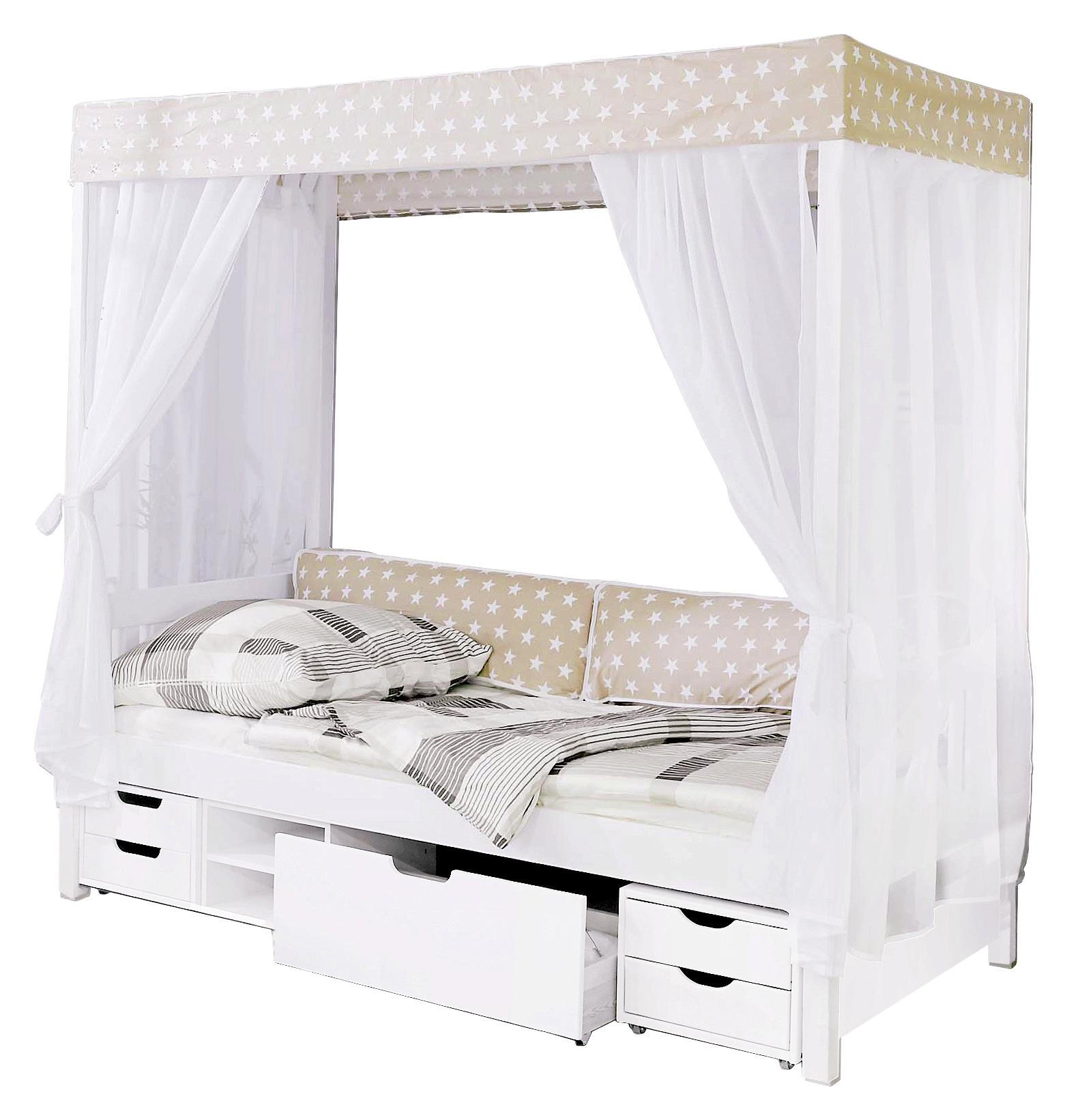 Himmelbett in Weiß, Beige