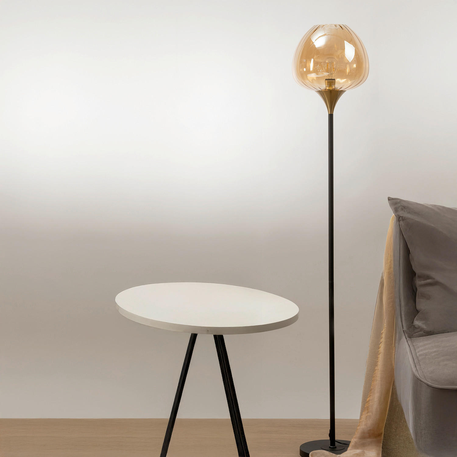 STEHLEUCHTE 26/26/160 cm    - Cognac, KONVENTIONELL, Glas/Metall (26/26/160cm)
