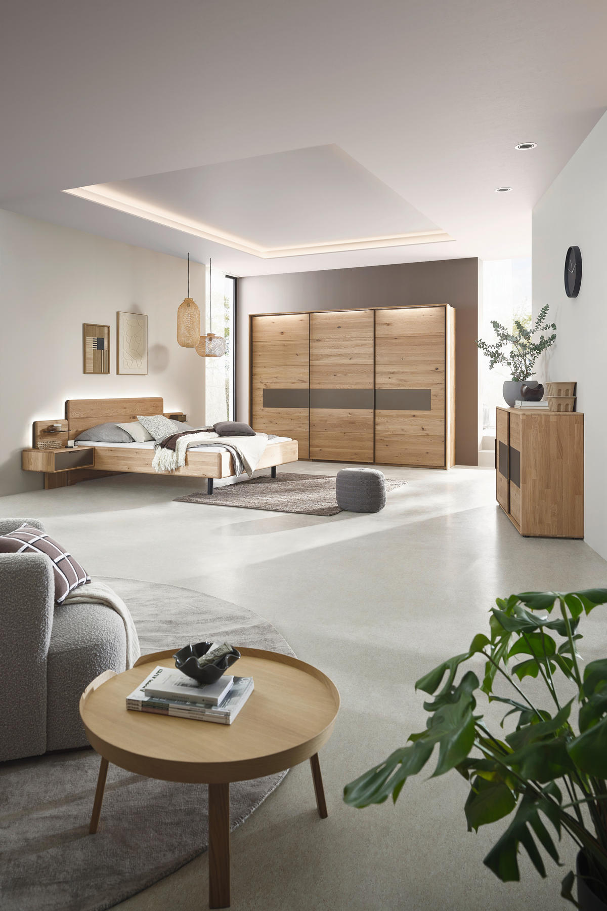 BETTANLAGE - Wildeiche/Bronzefarben, Natur, Glas/Holz (180/200cm) - Valnatura