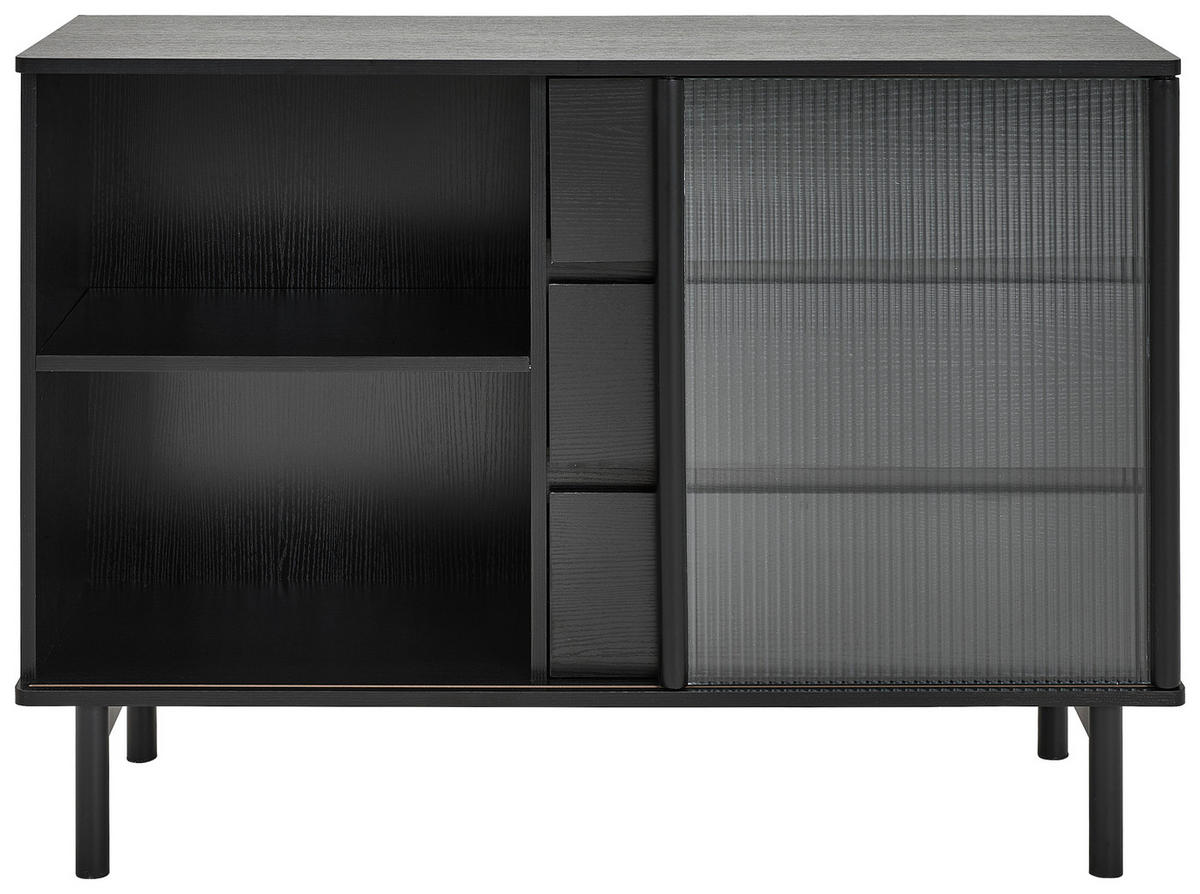 SIDEBOARD  in 111/79/40 cm  - Klar/Schwarz, Design, Glas/Holz (111/79/40cm) - MID.YOU
