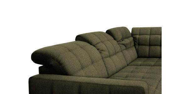 ECKSOFA in Webstoff Olivgrün 216/297 cm - Schwarz/Olivgrün, Design, Holz/Textil (216/297cm) - Xora