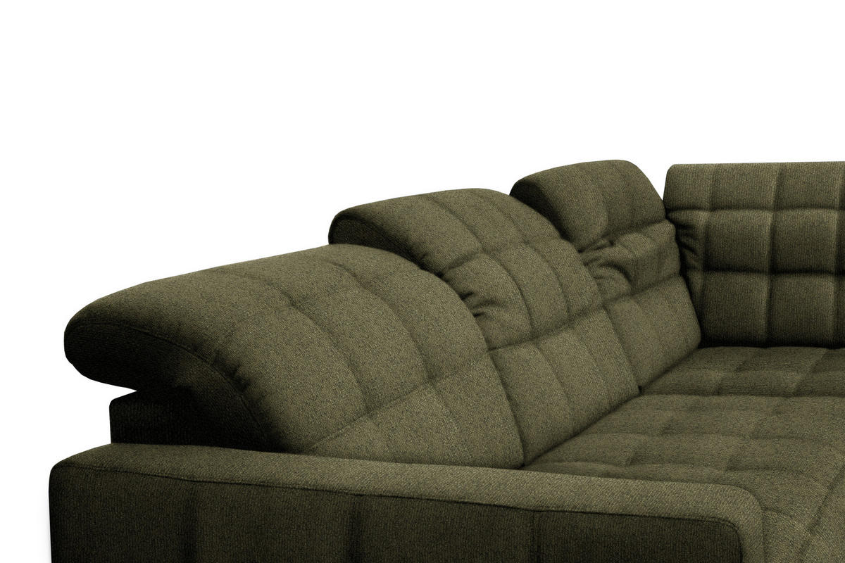 ECKSOFA in Webstoff Olivgrün  - Schwarz/Olivgrün, Design, Holz/Textil (216/297cm) - Xora