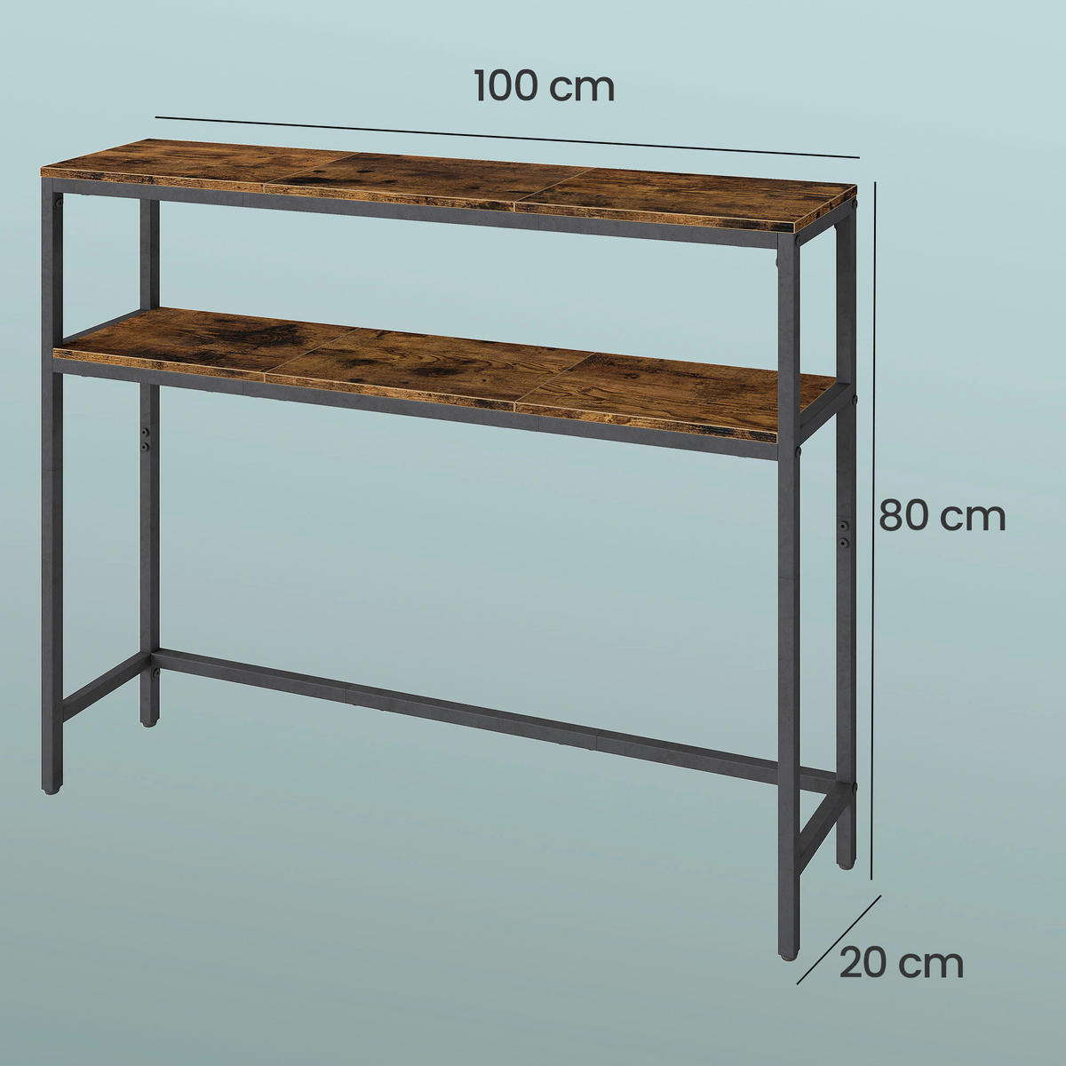 KONSOLENTISCH Schwarz, Dunkelbraun  - Dunkelbraun/Schwarz, Trend, Holzwerkstoff/Metall (100/20/80cm) - Boxxx