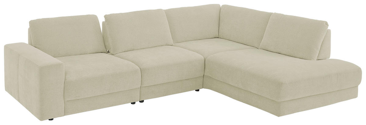 ECKSOFA in Chenille, Jacquard Sandfarben  - Sandfarben/Schwarz, Design, Kunststoff/Textil (316/242cm) - Niels Andersson