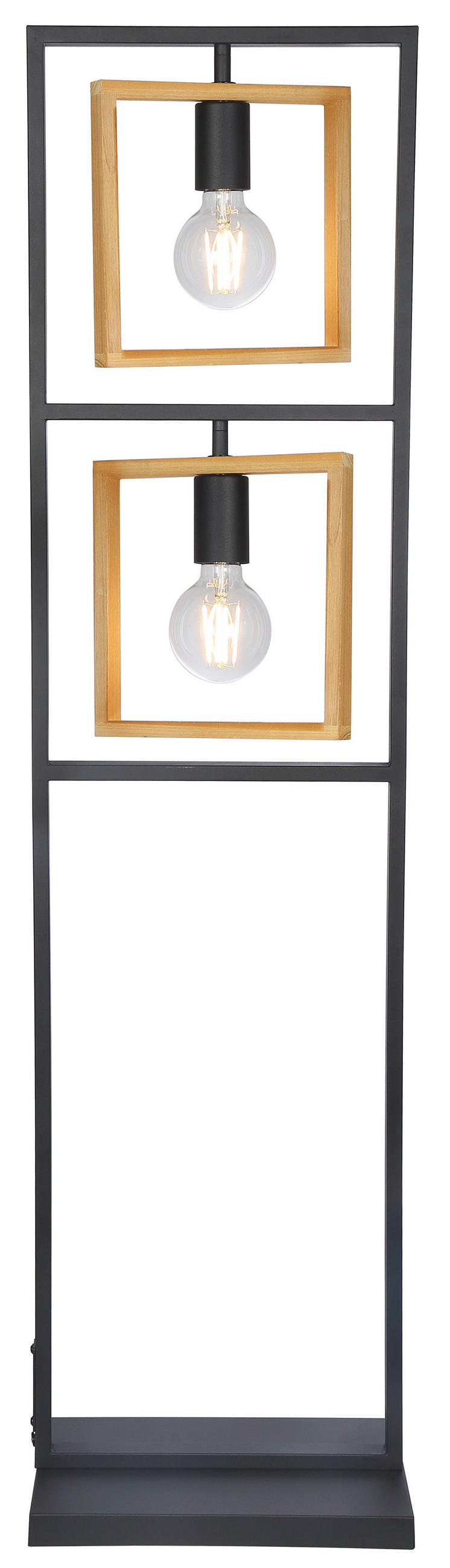 Stehlampe Holz Madeleine Schwarz/natur Mit Schalter