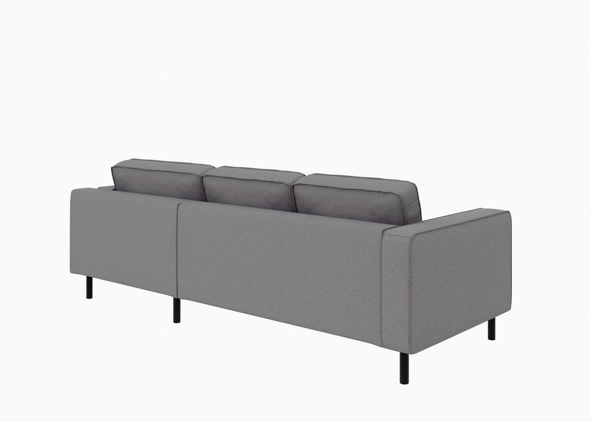 ECKSCHLAFSOFA WATKINS  mit Schlafen auf Sitzhöhe, Rücken echt, Armteil links, Armteil rechts Struktur Anthrazit  - Anthrazit/Schwarz, MODERN, Textil/Metall (232/161cm) - Trendmanufaktur