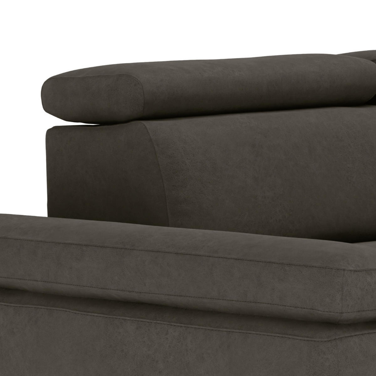 ECKSOFA in Mikrofaser Anthrazit  - Anthrazit/Silberfarben, Konventionell, Textil/Metall (182/82/260cm) - Trendmanufaktur