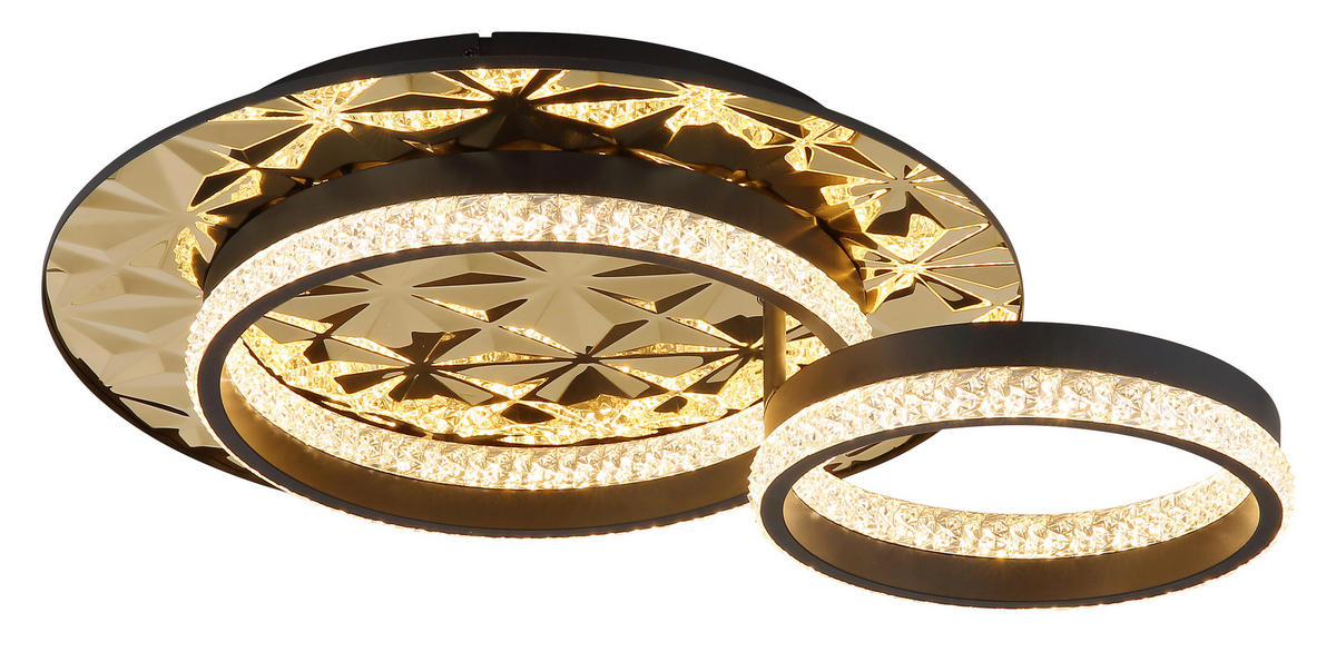 LED-DECKENLEUCHTE DELLA II 50,5/40/14 cm   - Klar/Goldfarben, Design, Kunststoff/Metall (50,5/40/14cm) - Globo