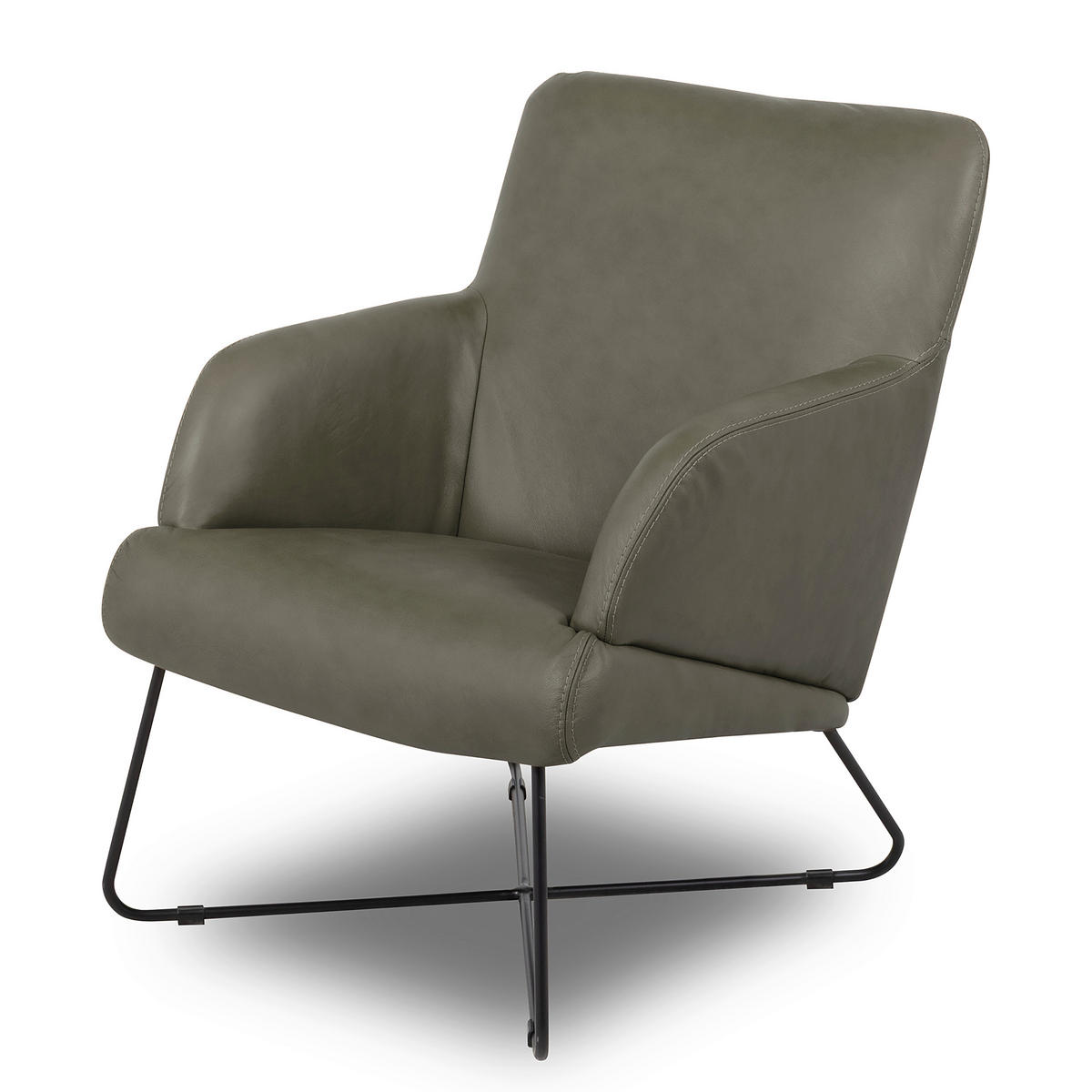 SESSEL in Echtleder Grau  - Schwarz/Grau, Design, Leder/Metall (67/87/74cm) - Livetastic