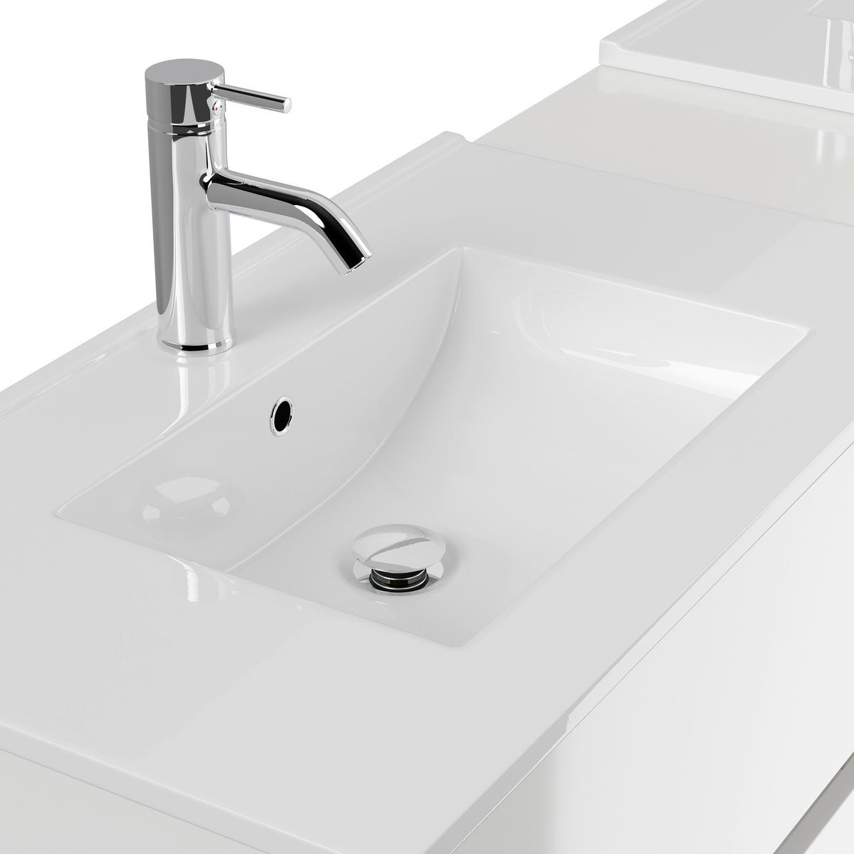 BADEZIMMER 3-teilig  in 190 cm  - Weiß Hochglanz/Weiß, Trend, Glas/Holzwerkstoff (190cm) - MID.YOU
