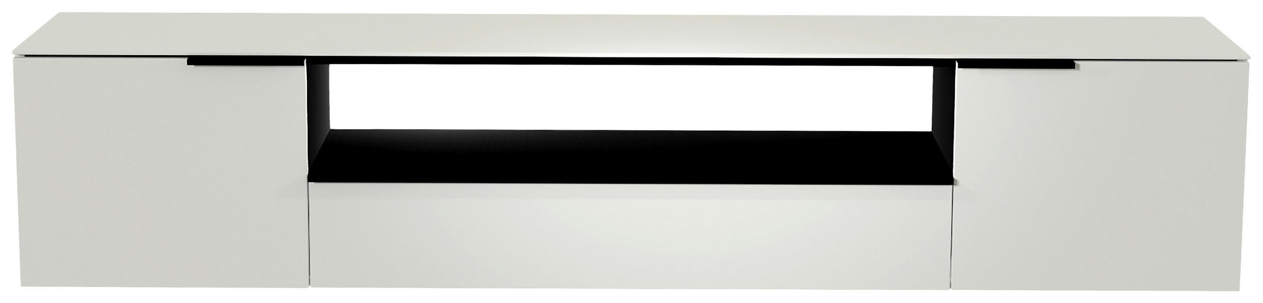 LOWBOARD in 210/41/45 cm - Schwarz/Weiß, Design, Glas/Holzwerkstoff (210/41/45cm) - Moderano